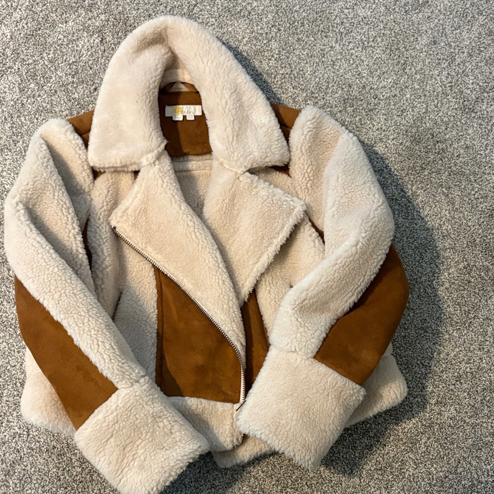Boden Cream and Tan Teddy Jacket